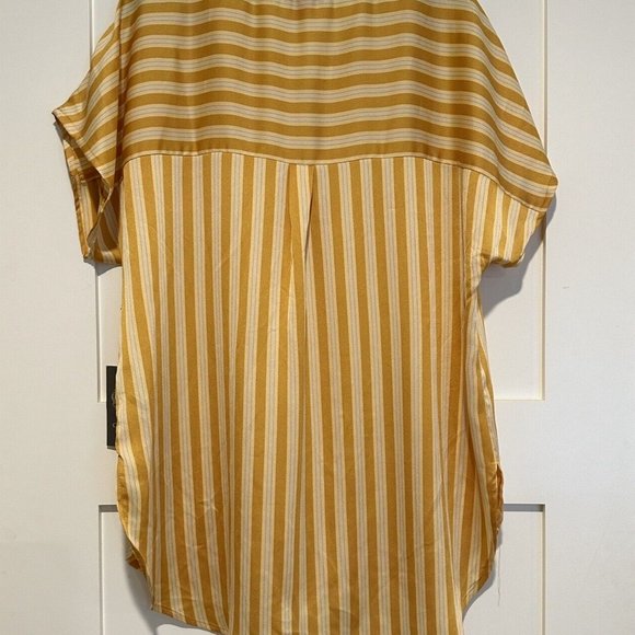 Vince Camuto Top Womens XS Split Neck Stripe Amber Sun Short Dolman Sleeves - Picture 2 of 15
